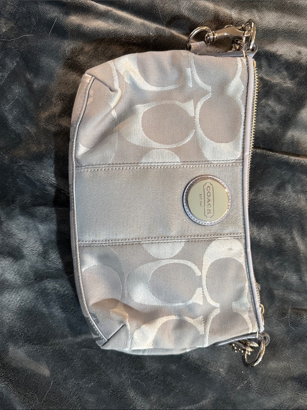 Coach Silver Signature Purse— Metallic Silver